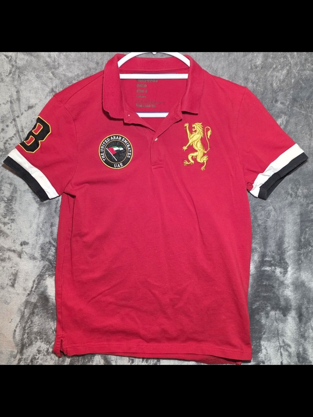 Giordano 3D Lion UAE Embroidered Polo Shirt - Red